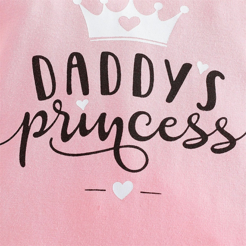 3PCS Daddy's Princess Letter Print Plaid Long Sleeve Baby Set