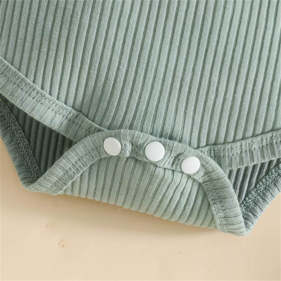 3PCS Daddy's Princess Letter Floral Printed Short Sleeve Baby Set