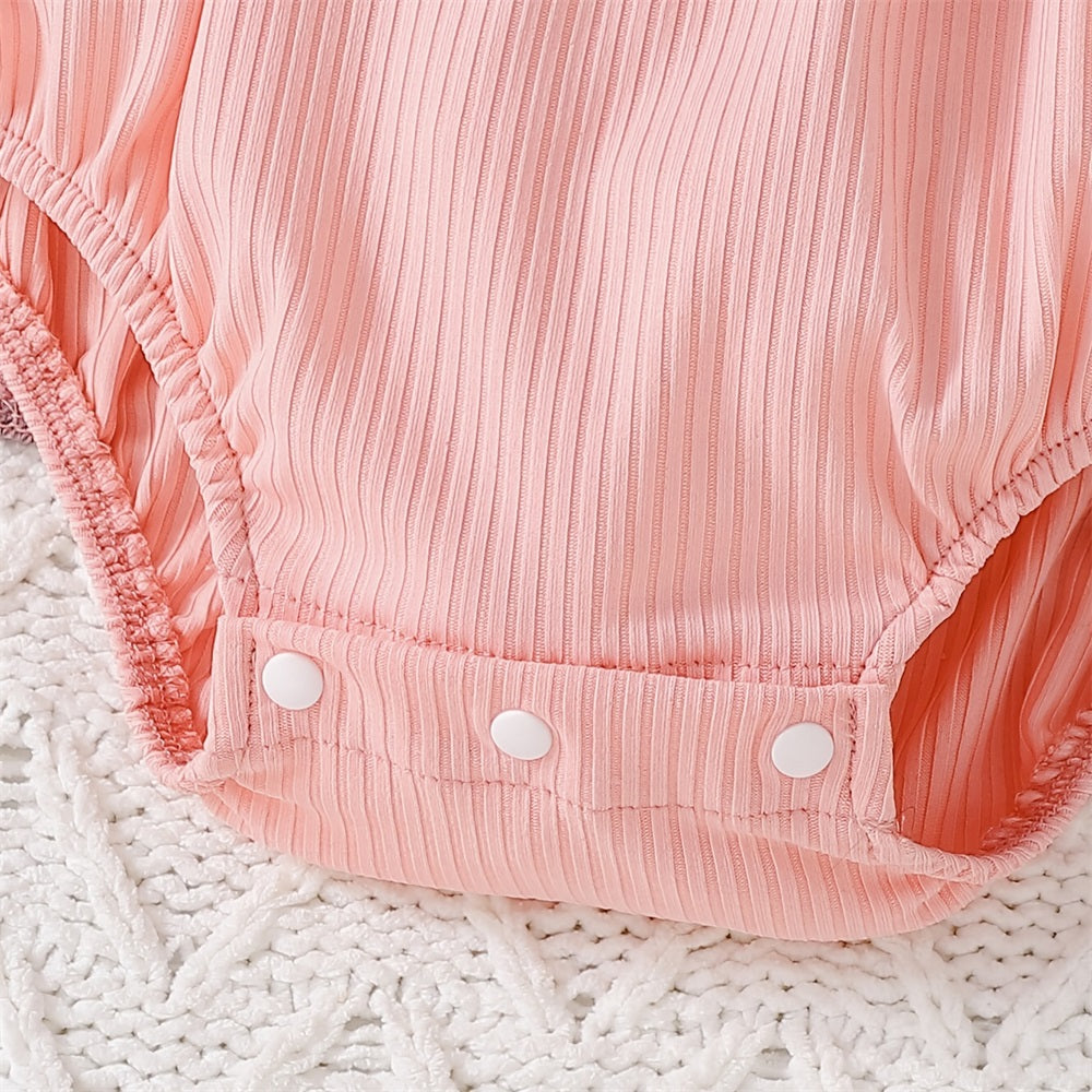 3PCS Sweet Plaid Print Puff Sleeve Baby Romper