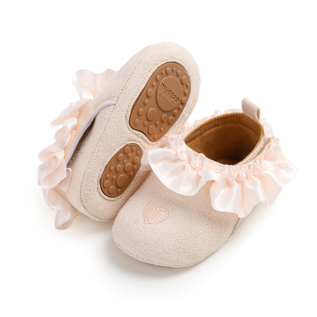 Heart Embroidery Anti Slip Soft Girls Baby Shoes