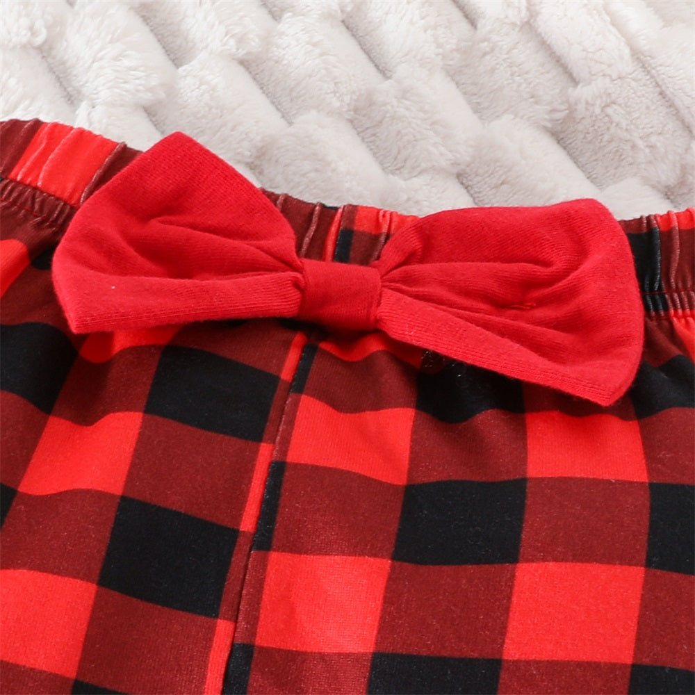3PCS My 1st Christmas Letter Print Plaid Long Sleeve Baby Set