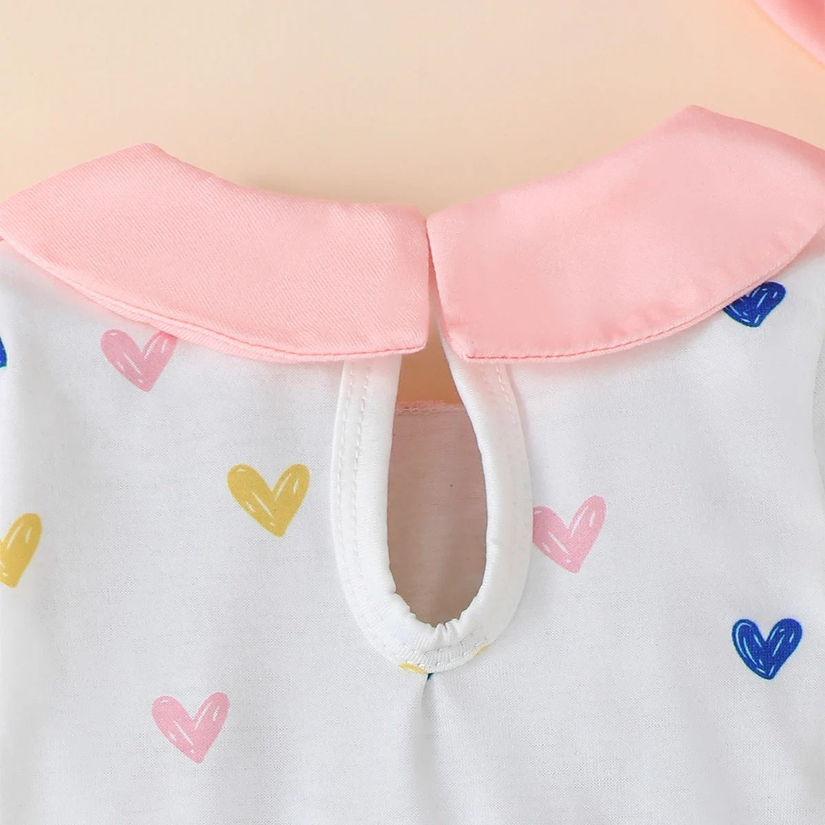 2PCS Cute Heart Bear Printed Baby Jumpsuit