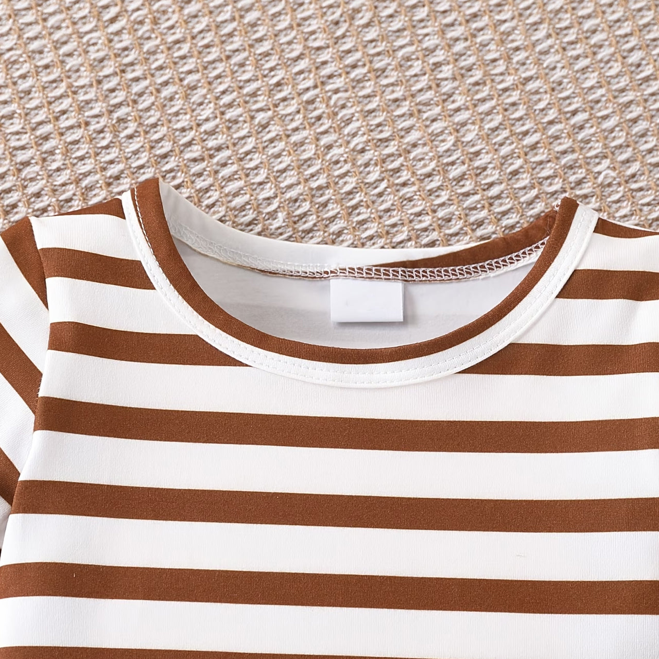 2PCS Monkey and Stripe Print Short Sleeve Baby Overalls Set