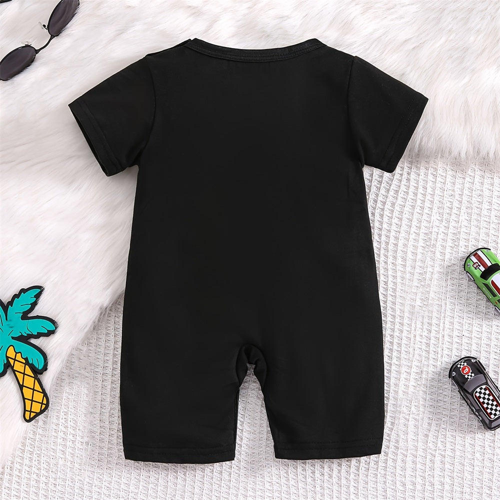 Adorable Bear Printed Short Sleeve Baby Jumpsuit