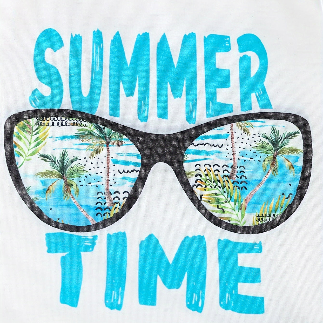 3PCS Summer Time Coconut Tree Printed Sleeveless Baby Set