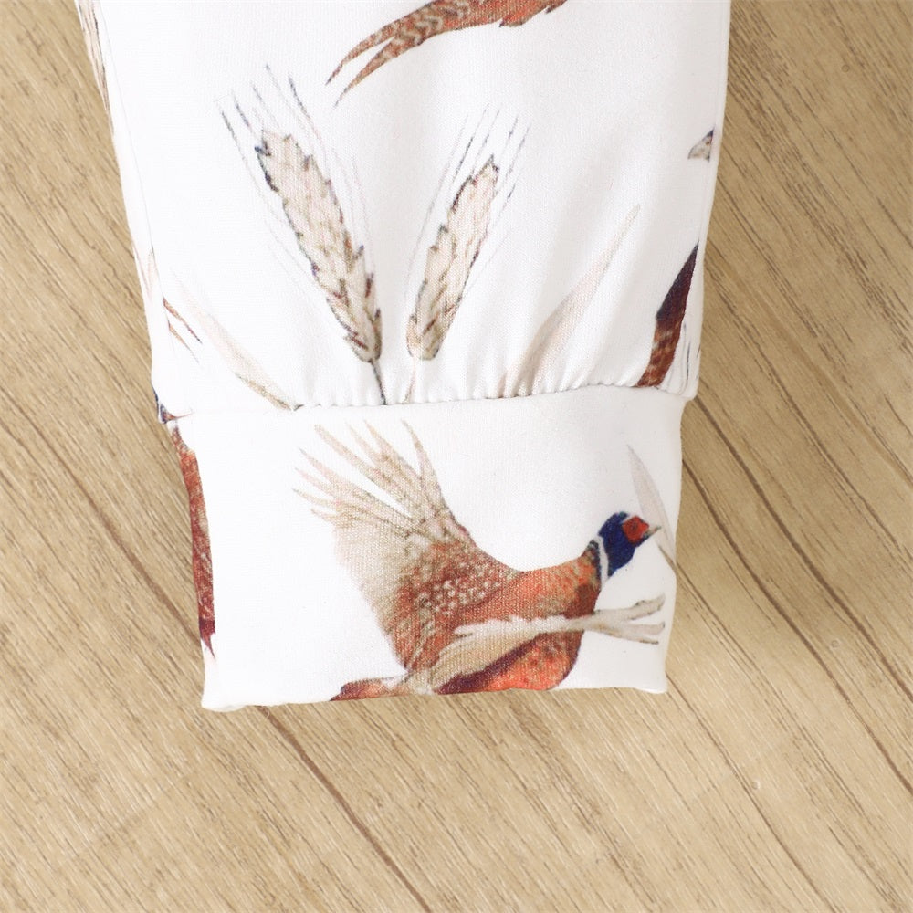 3PCS Casual Wild Duck Print Long Sleeve Baby Set