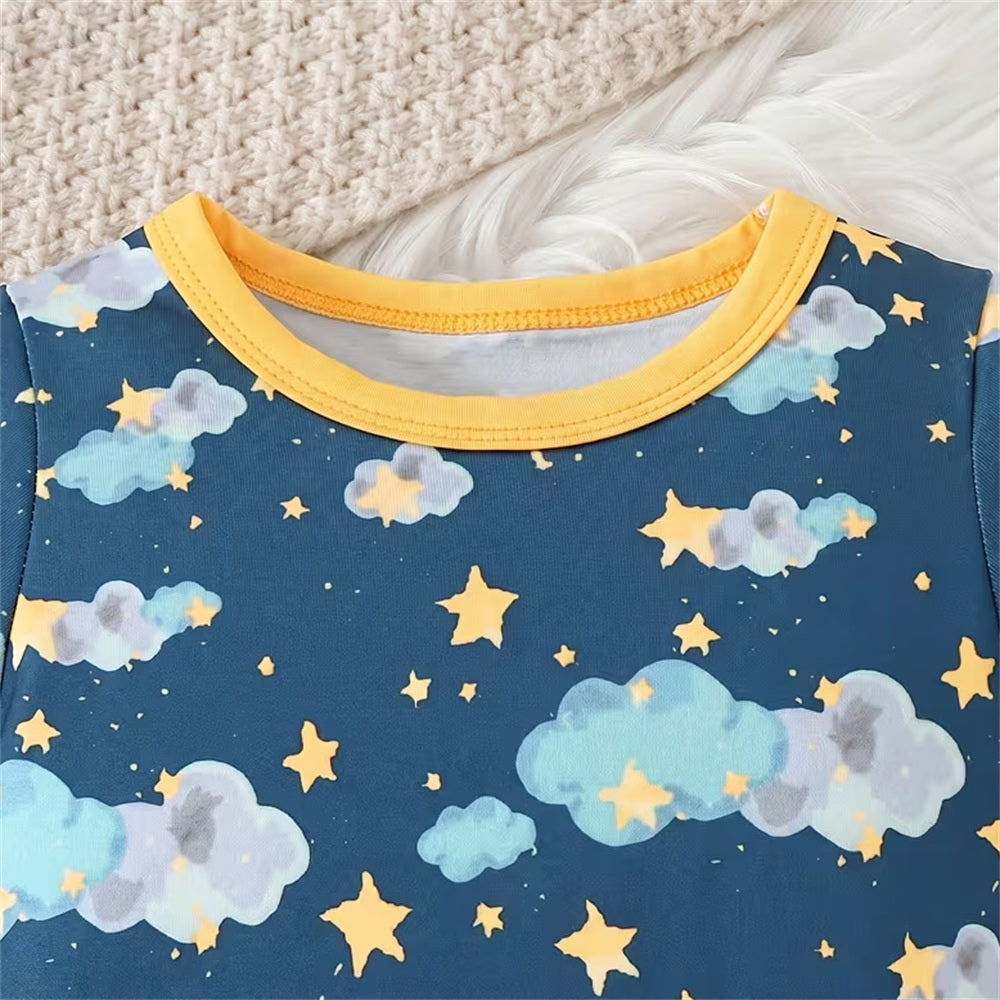 Lovely Cloud Printed Long Sleeve Baby Jumpsuit