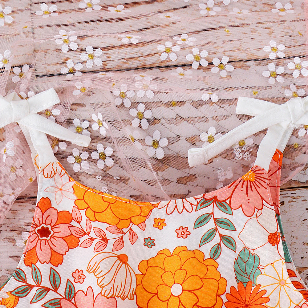 Summer Multicolor Floral Print Sleeveless Baby Romper
