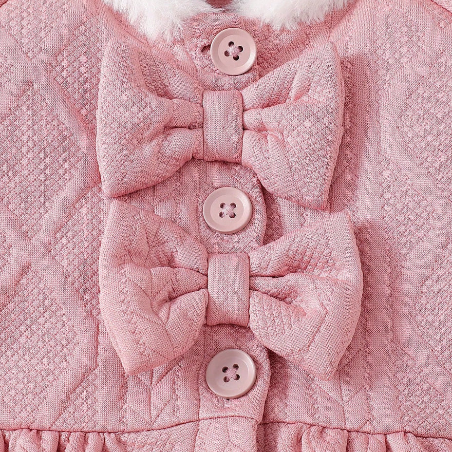 Pure Solid Color Plush Long Sleeve Hooded Baby Jumpsuit