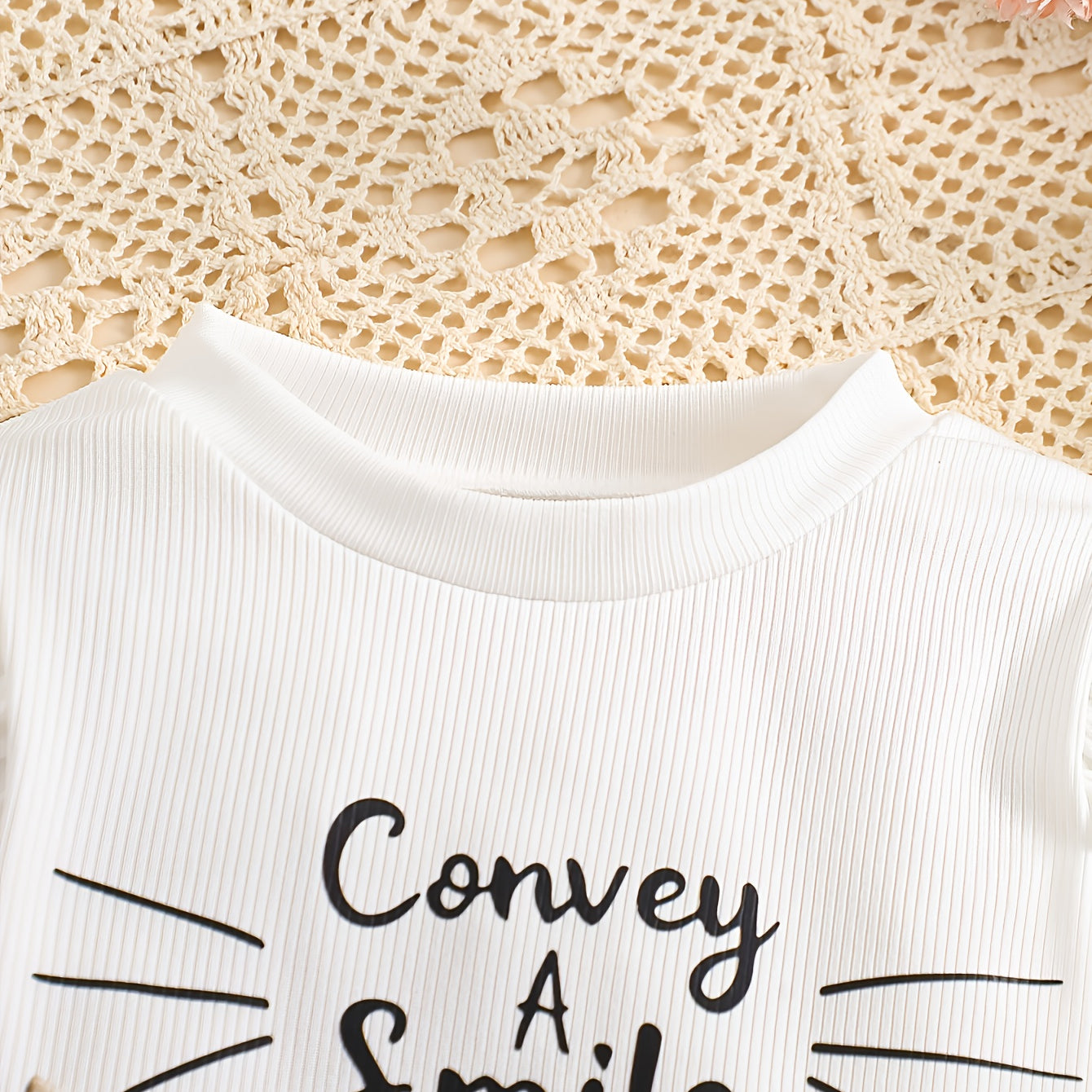 2PCS Convey A Smile Letter Leopard Print Baby Set