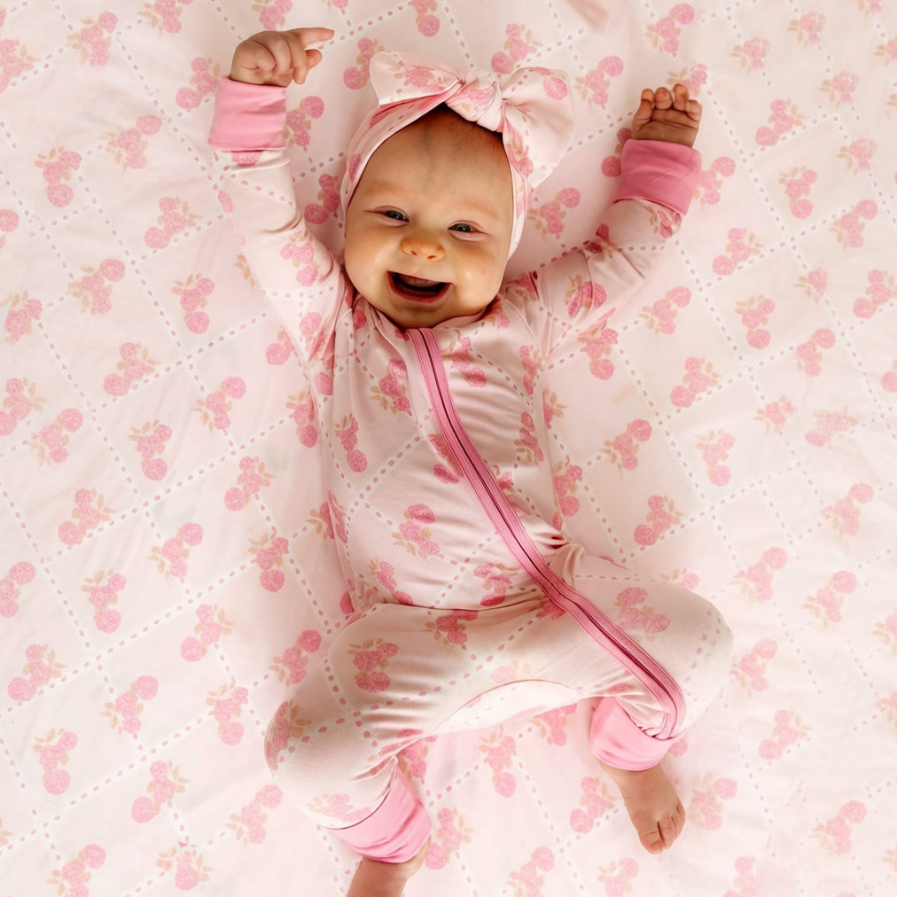 2PCS Timeless Floral Print Long Sleeve Zipper Baby Jumpsuit