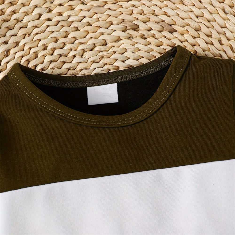 2PCS Cooler Version of Dad Letter Print Striped Baby Jumpsuit