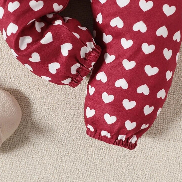 3PCS Classy Heart Print Long Sleeve Baby Set