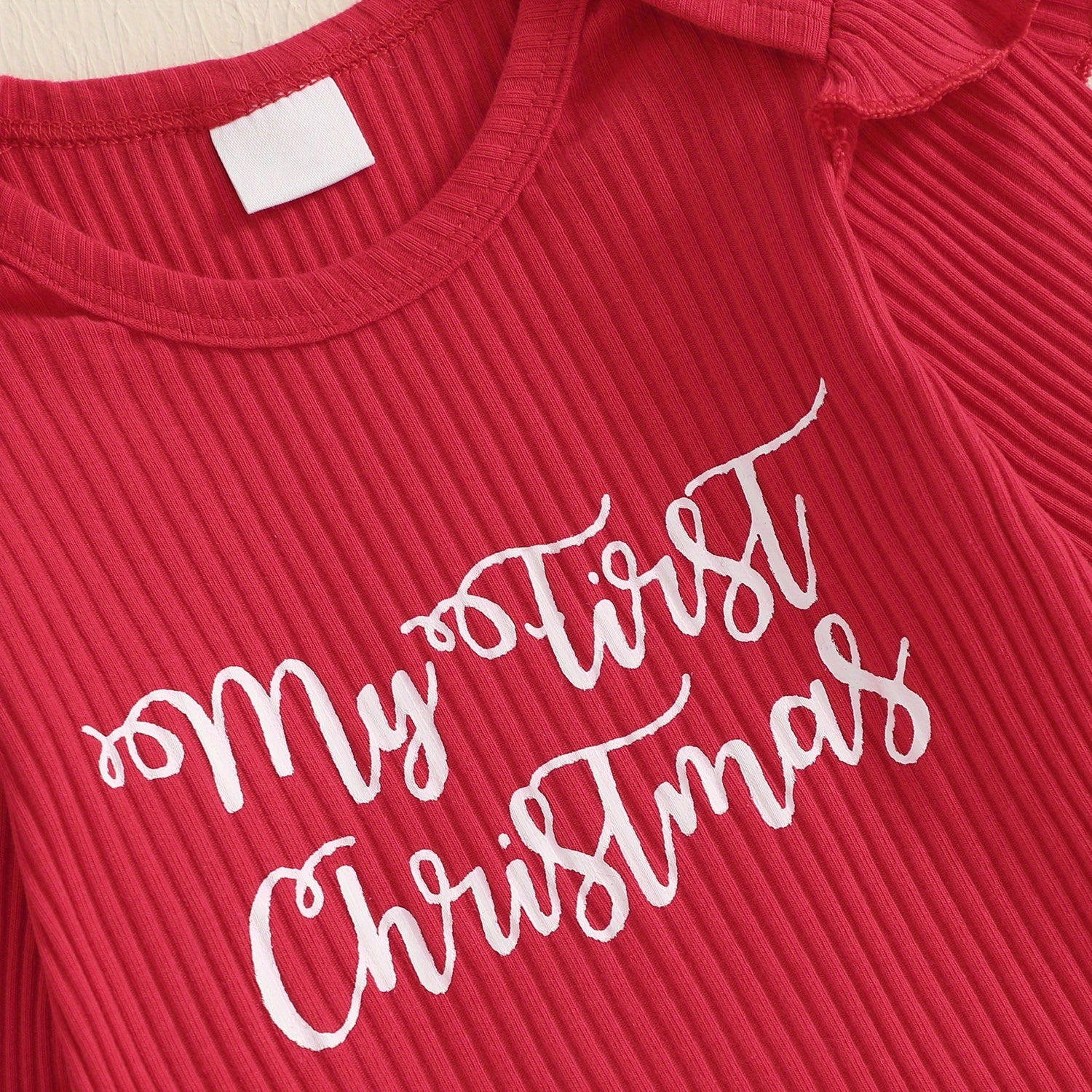 3PCS My First Christmas Letter Santa Claus Plaid Printed Baby Set