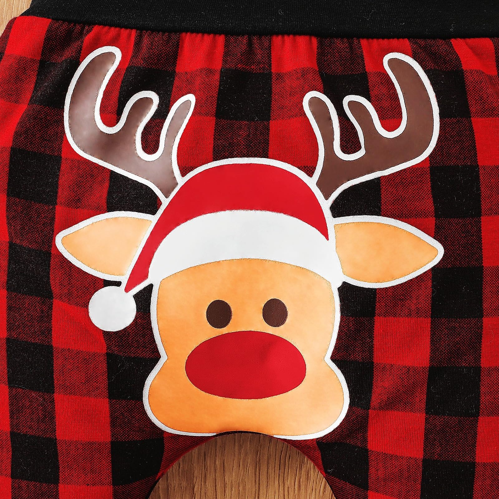 3PCS My 1st Christmas Letter Print Plaid Long Sleeve Baby Set