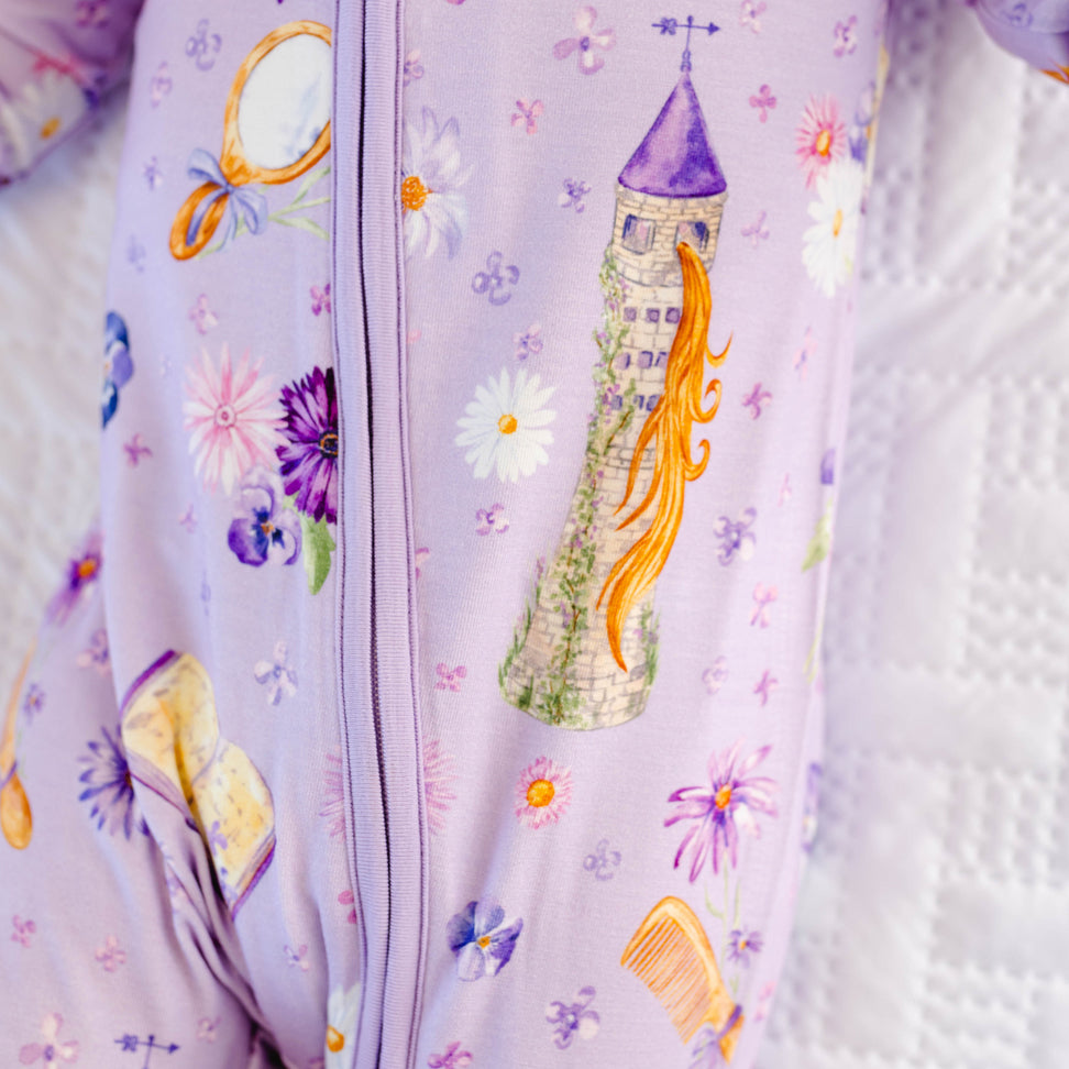 2PCS Quirky Floral Printed Zipper Baby Jumpsuit