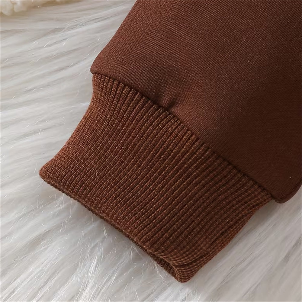 2PCS Cute Cartoon Bear Print Long Sleeve Baby Hooded Set