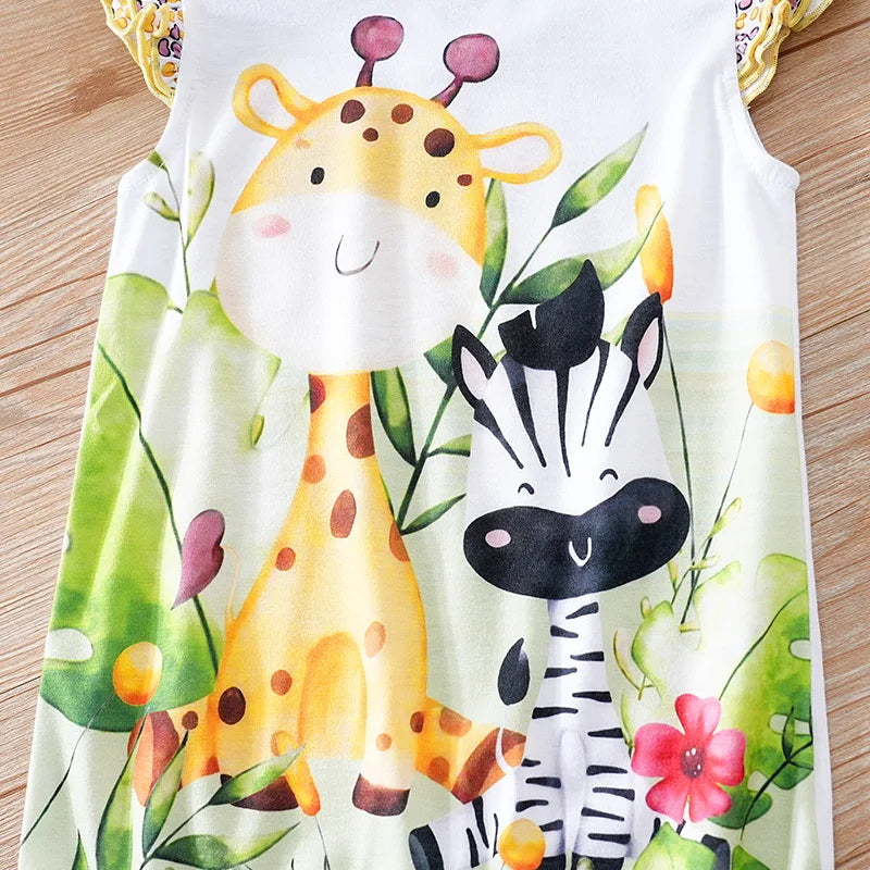 Cute Animal Printed Baby Girl Jumpsuit