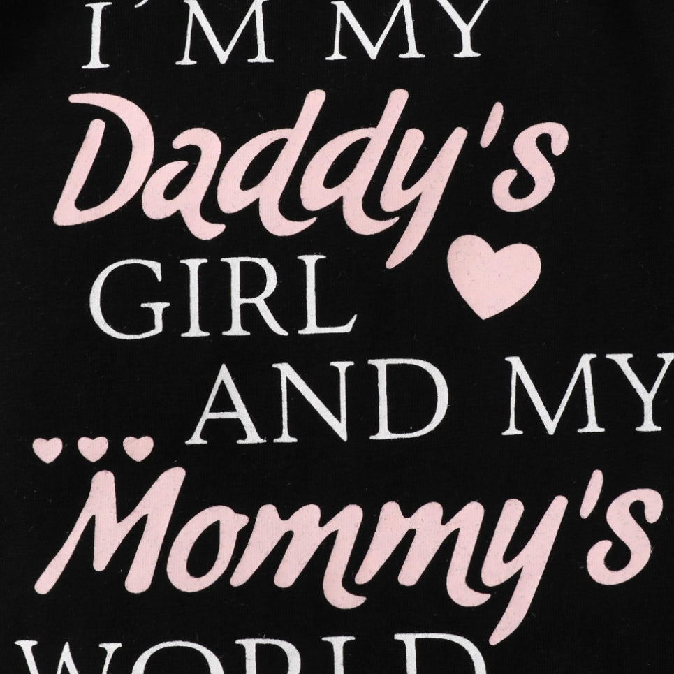 4PCS Daddy's Girl Mommy's World Letter Circles Printed Baby Set
