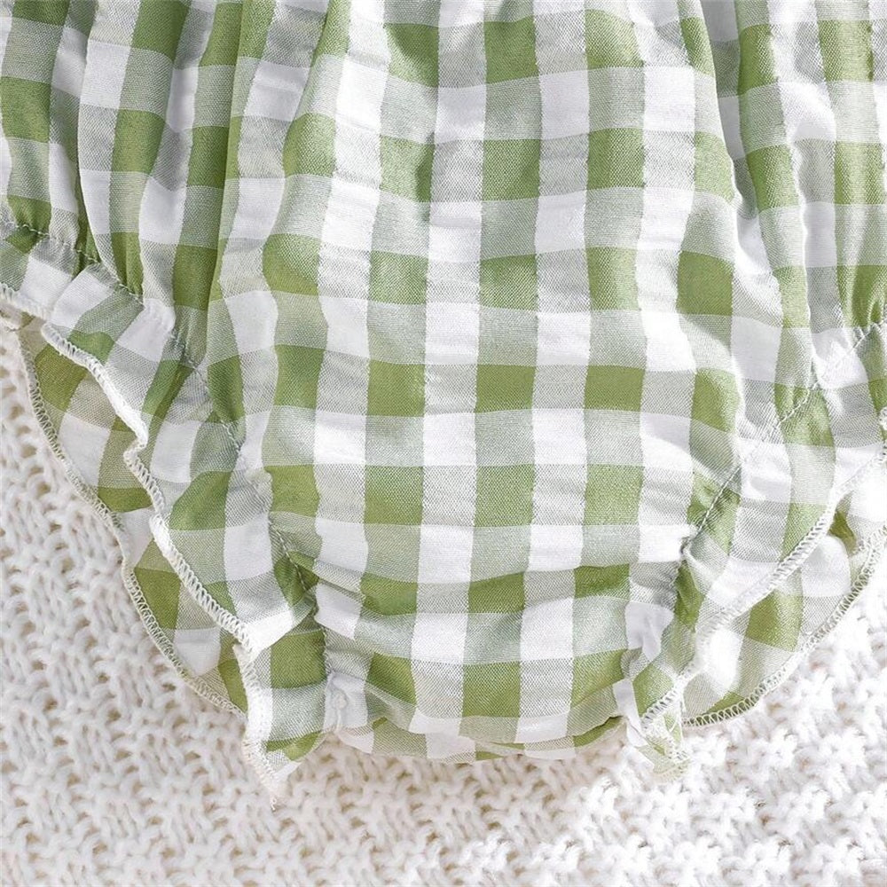2PCS Summer Plaid Printed Sleeveless Baby Set