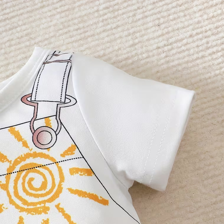 2PCS Casual Animal Printed Short Sleeve Baby Jumpsuit