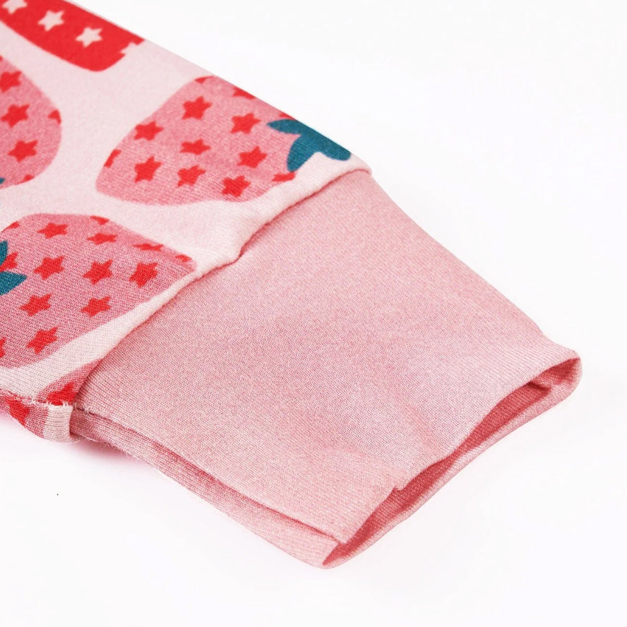 Strawberry Printed Zipper Bamboo Viscose Baby Jumpsuit