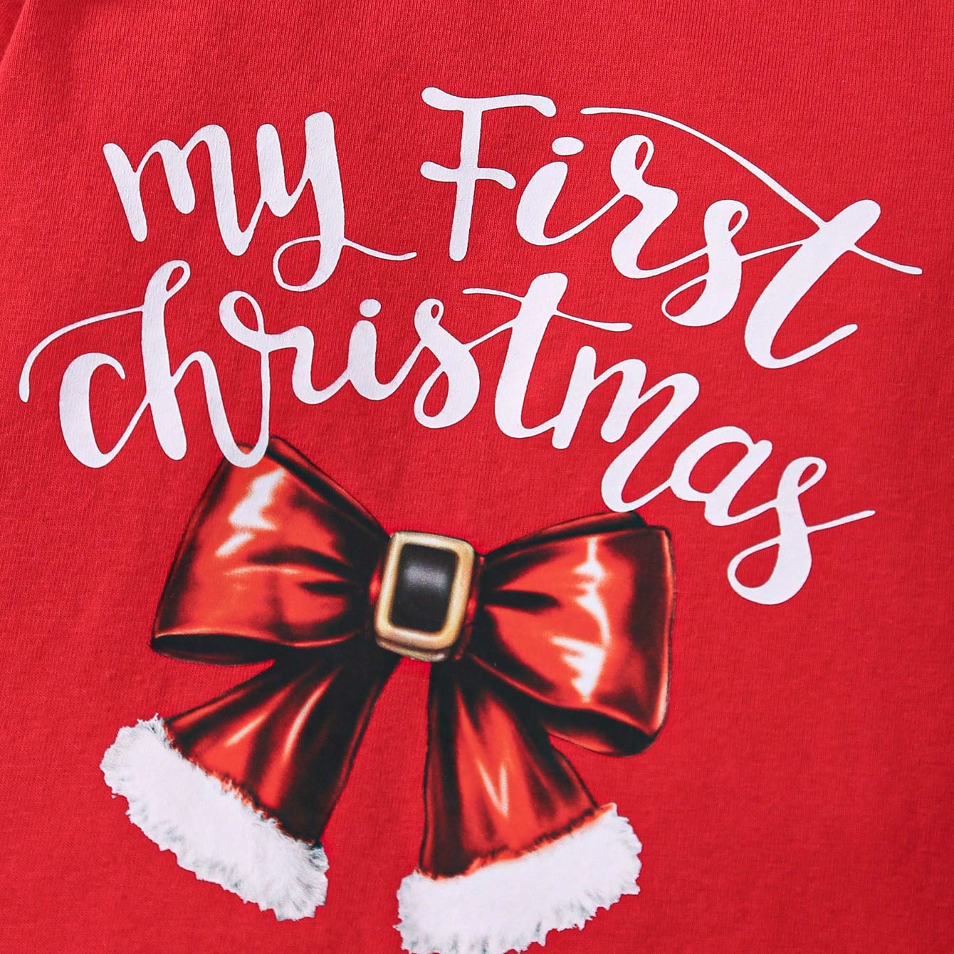 3PCS My First Christmas Letter Bow Print Baby Set