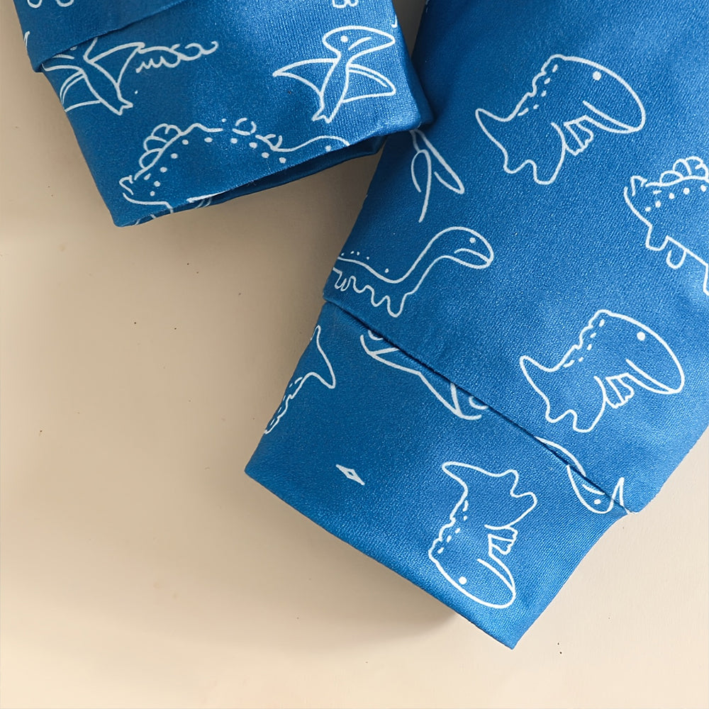 3PCS Cute Dinosaur Print Short Sleeve Baby Boy Set