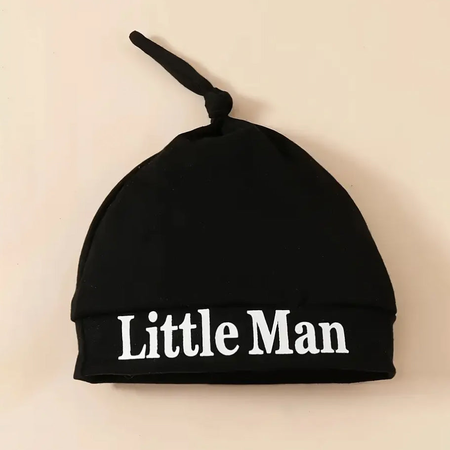 3PCS Little Man Letter Printed Short Sleeve Baby Set