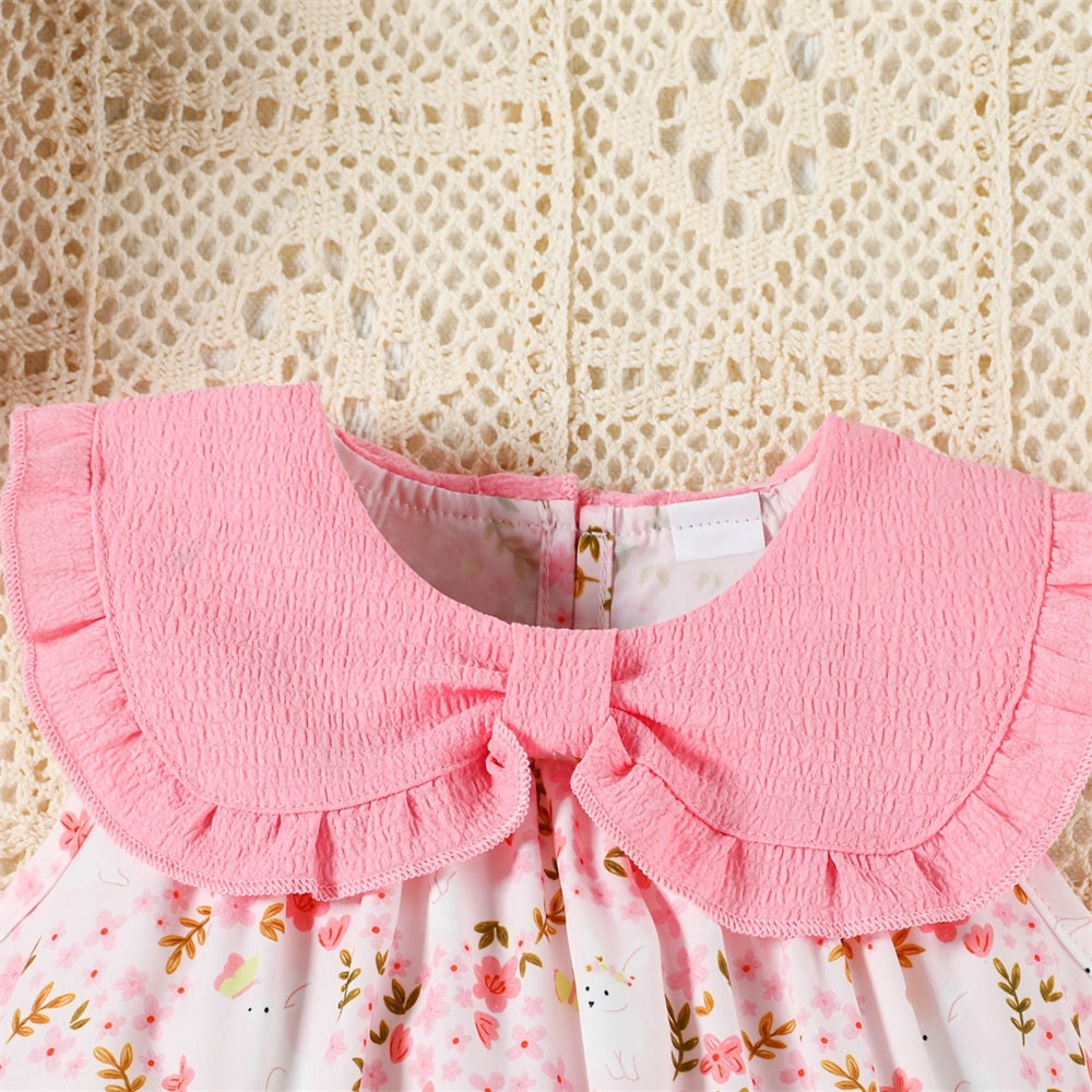 Charming Floral Print Baby Girl Romper
