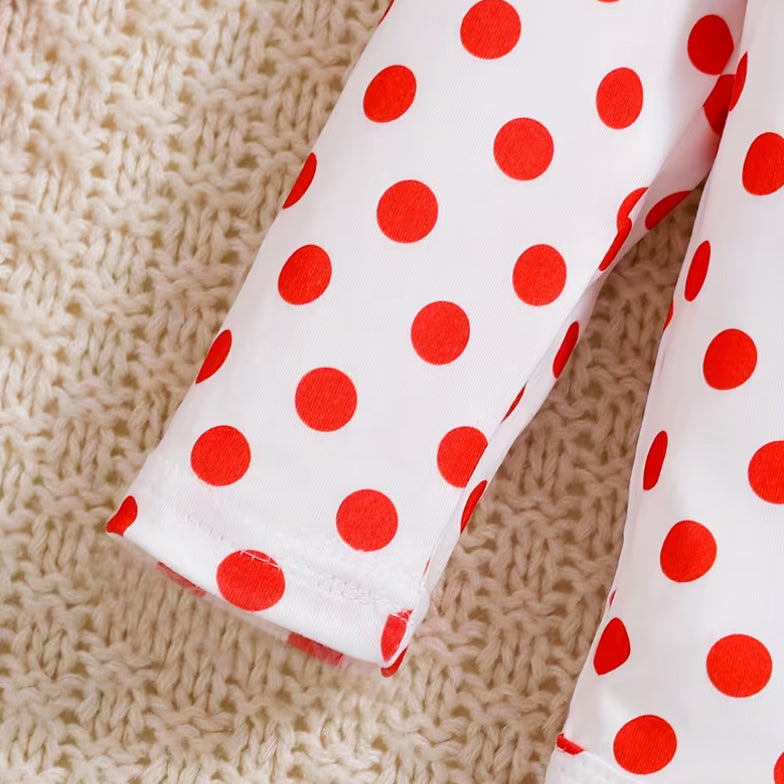 3PCS Lovely Elephant Polka Dots Printed Baby Girl Set