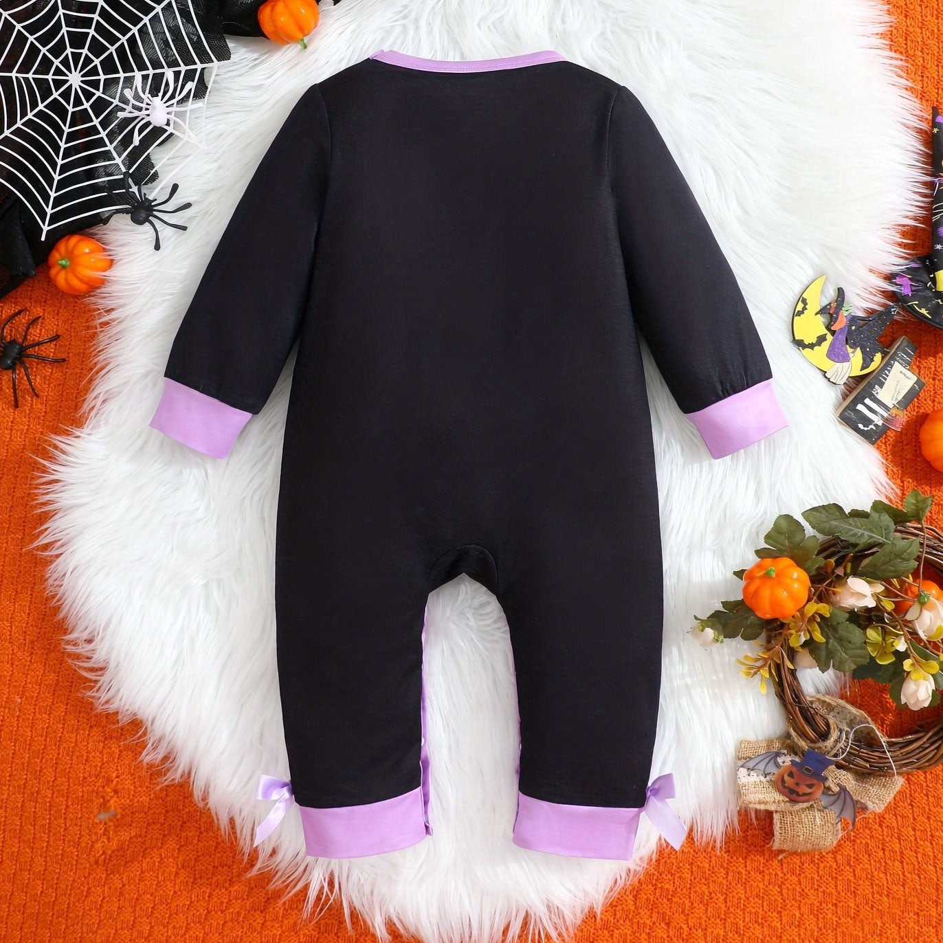 Cute Halloween Cartoon Skeleton Print Long Sleeve Baby Jumpsuit
