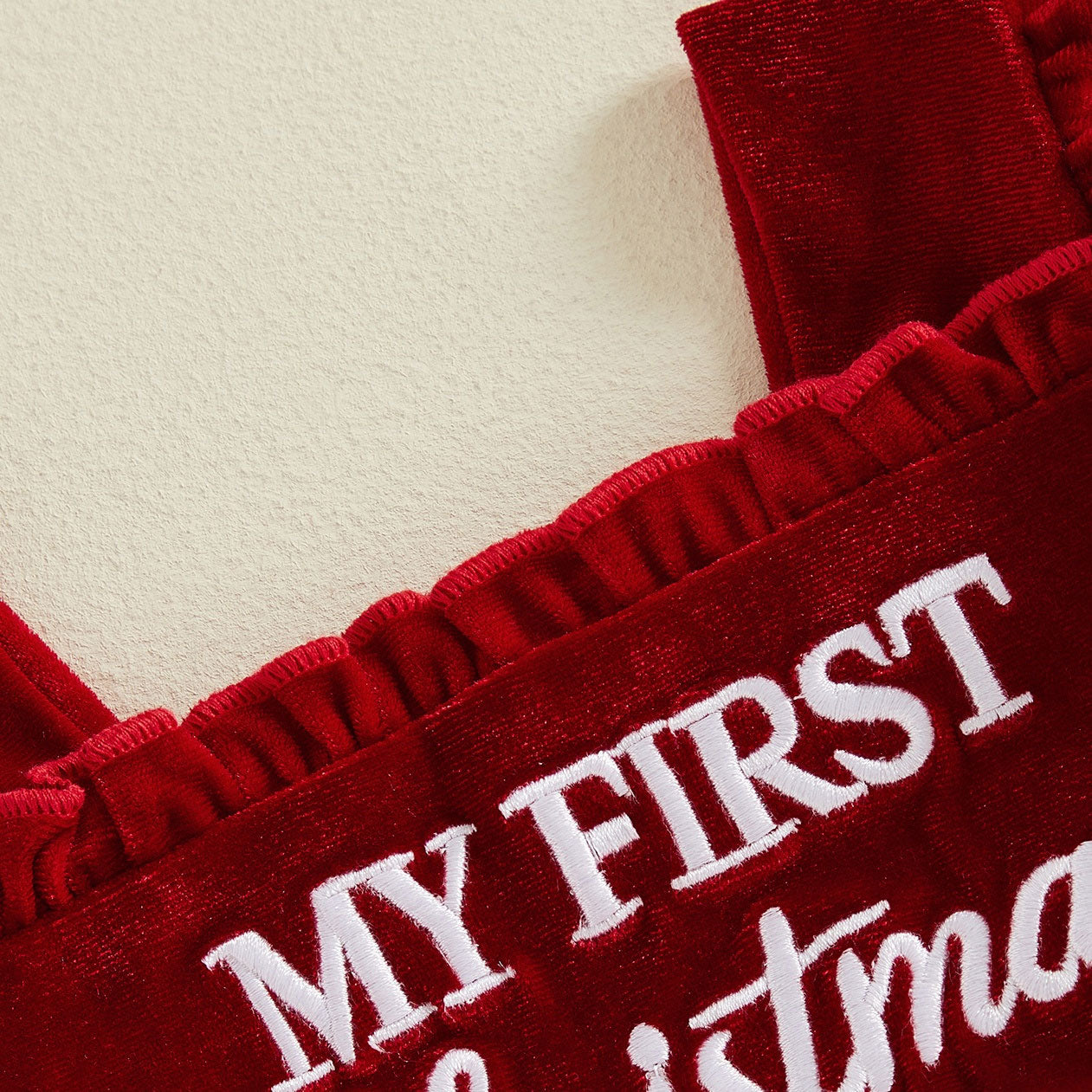 My First Christmas Letter Embroidery Star Printed Velvet Baby Romper