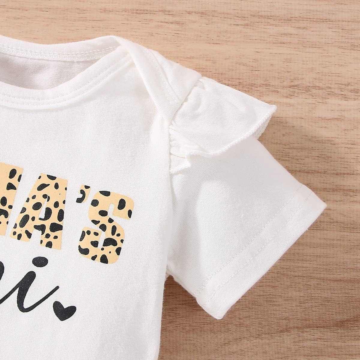 3PCS Mama's Mini Letter Leopard Print Short Sleeve Baby Set