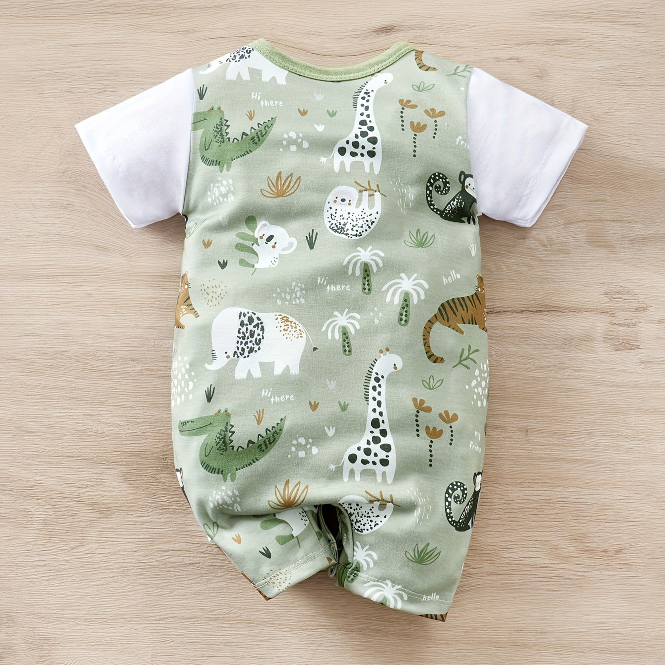 Colorful Cartoon Animal Printed Short Sleeve Baby Jumpsuit