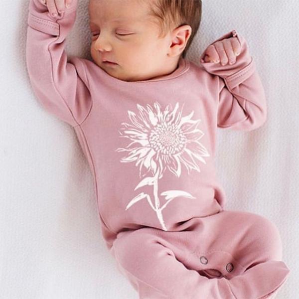 Precioso mono de bebé con estampado de girasoles