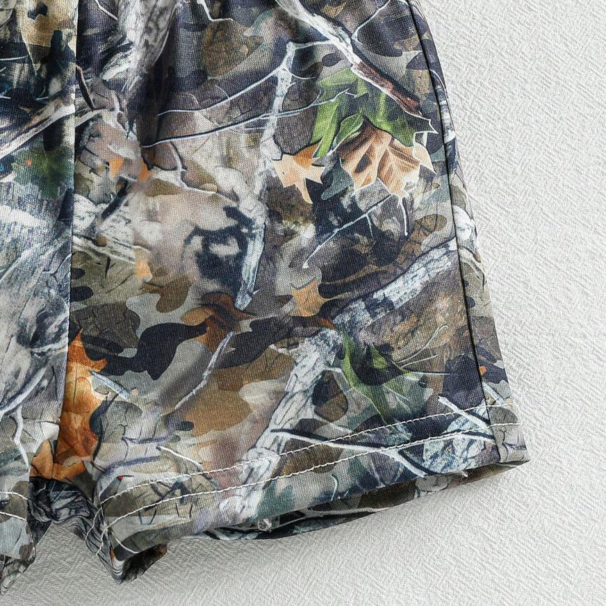 2PCS Mama's Boy Letter Woodland Camo Print Short Sleeve Baby Set