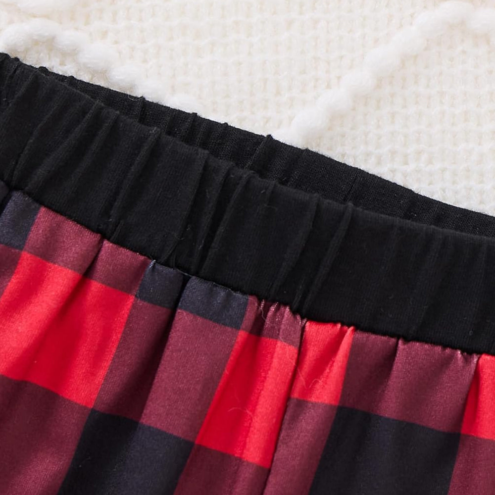 2PCS Casual Stylish Plaid Print Long Sleeve Baby Hooded Set