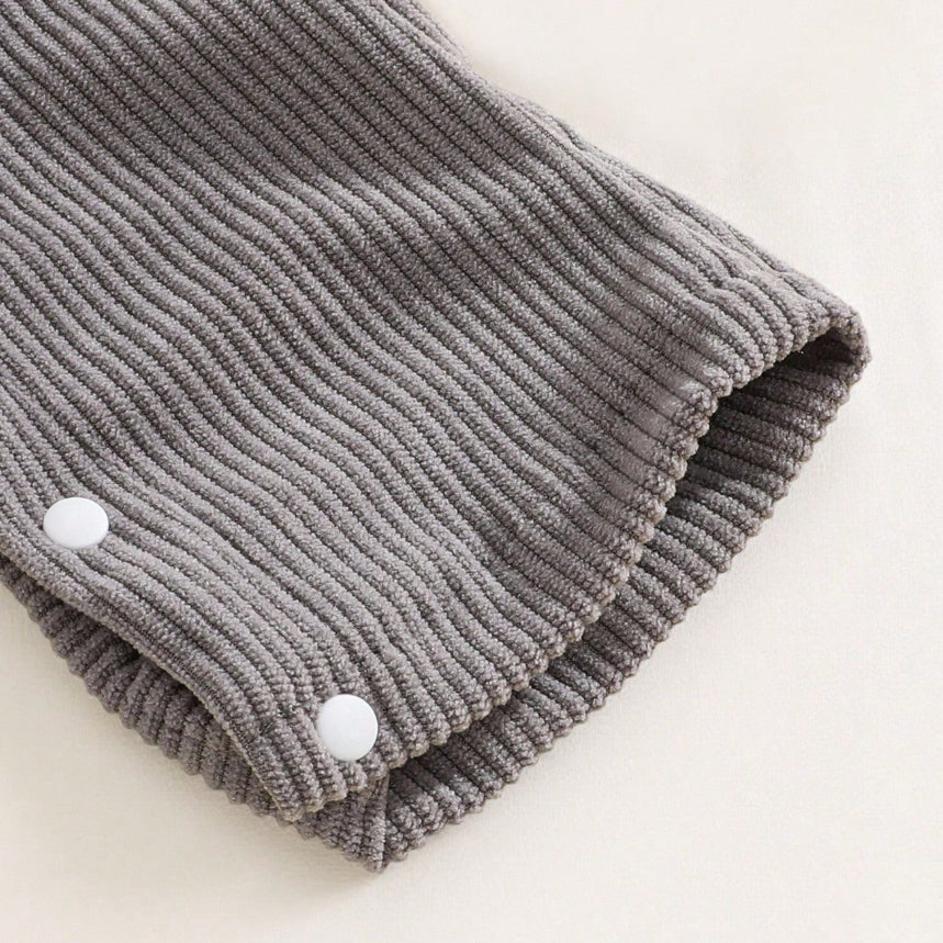 2PCS Mama's Little Man Letter Bear Print Overalls Baby Set