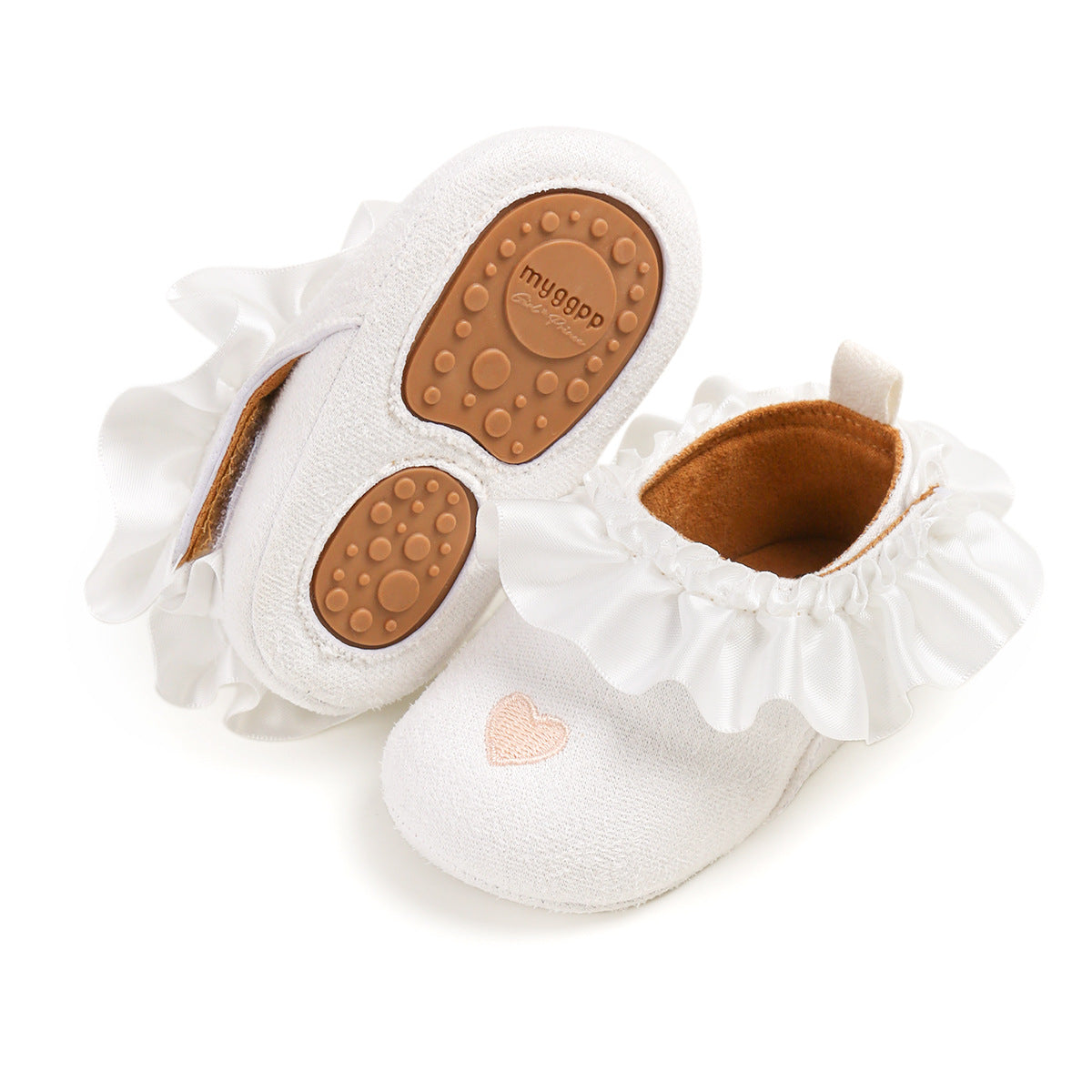 Heart Embroidery Anti Slip Soft Girls Baby Shoes