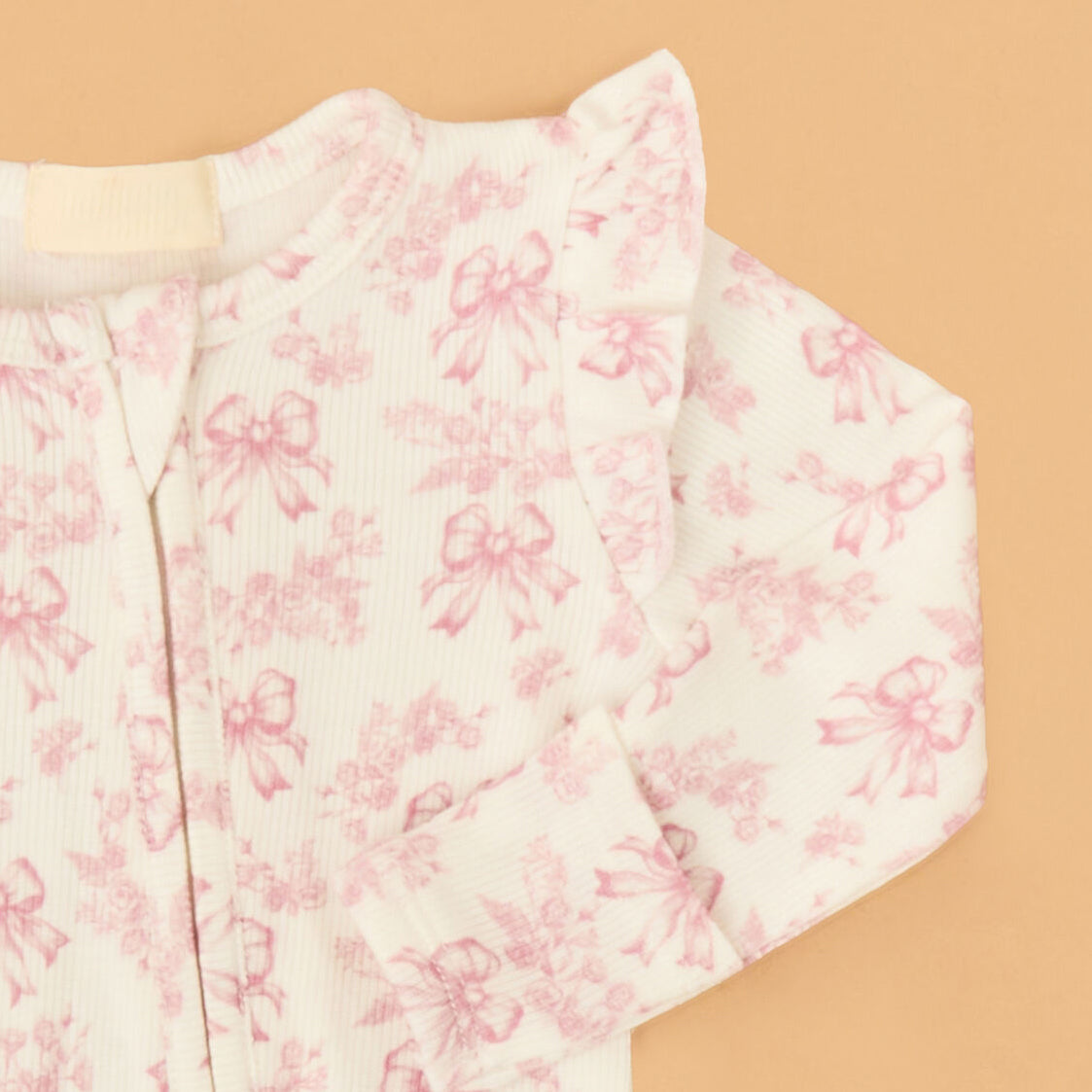Cheerful Bow Print Long Sleeve Zipper Baby Girl Jumpsuit