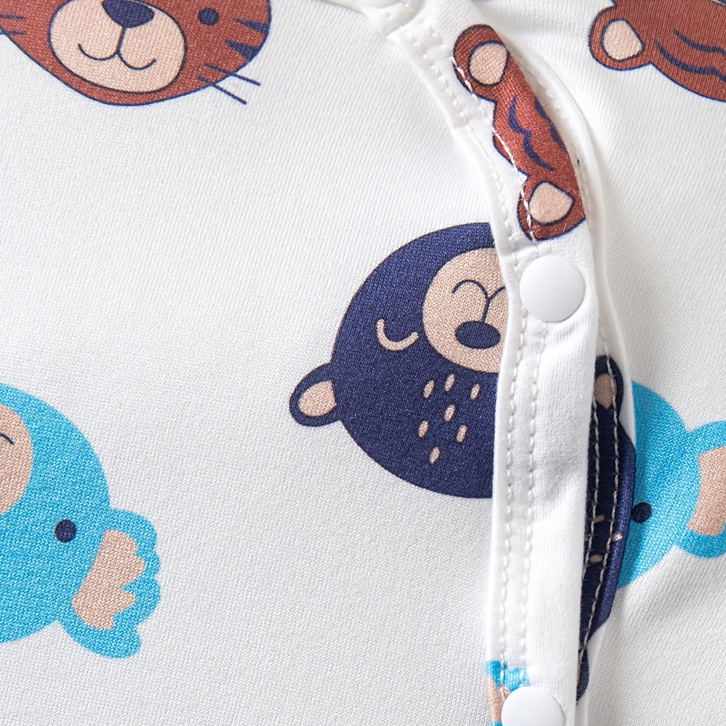 2PCS Lovely All-Over Animal Printed Long Sleeve Baby Jumpsuit