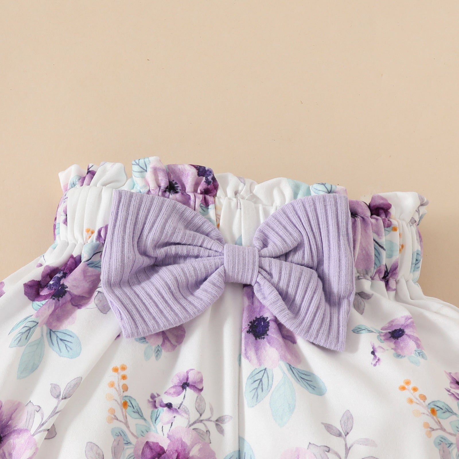 3PCS Sweet Floral Printed Lace Splicing Baby Romper Set