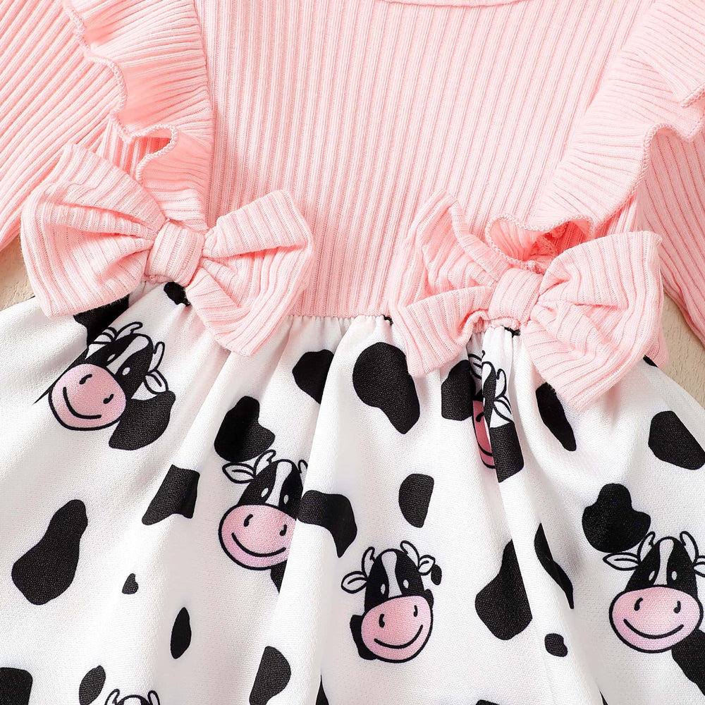 3PCS Cute Cow Print Baby Romper With Hat