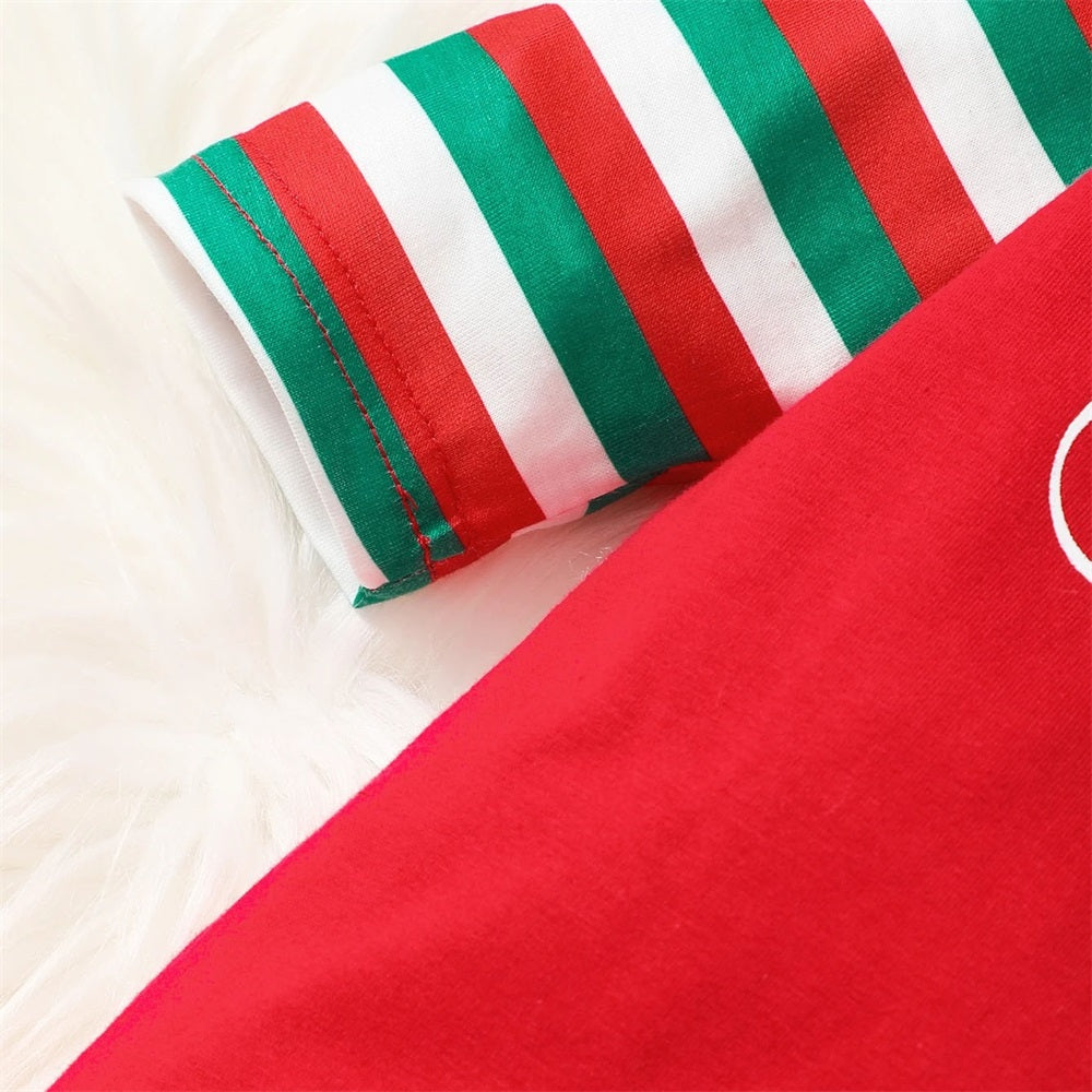 My First Christmas Letter Print Long Sleeve Baby Jumpsuit