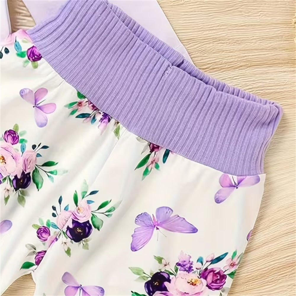 4PCS Butterfly and Floral Printed Long Sleeve Baby Set