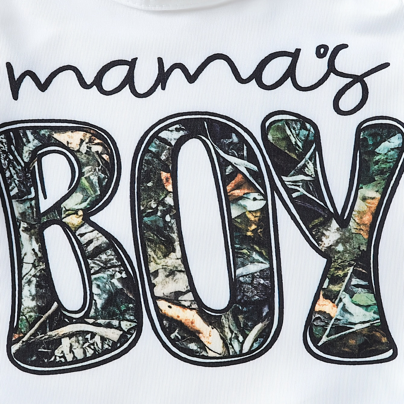 3PCS Cool Mama's Boy Letter Camo Print Short Sleeve Baby Set