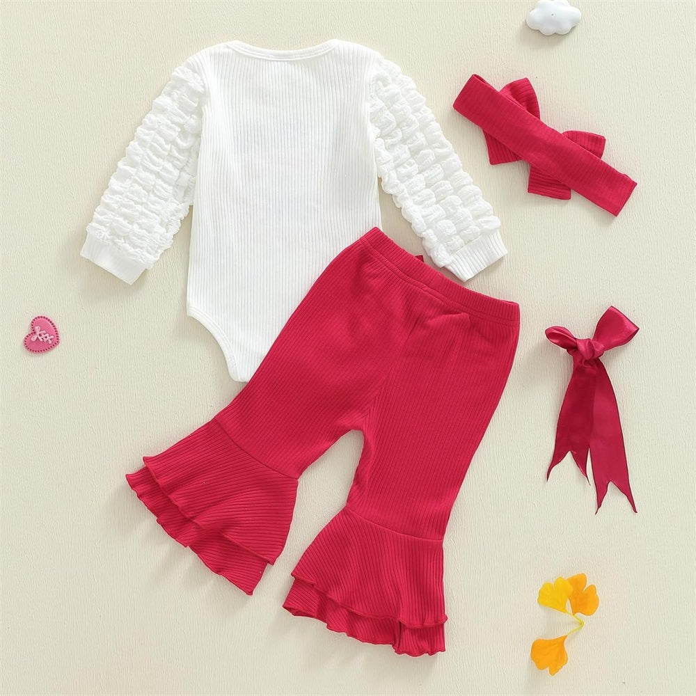 3PCS All You Need Is Love Letter Print Long Sleeve Baby Set