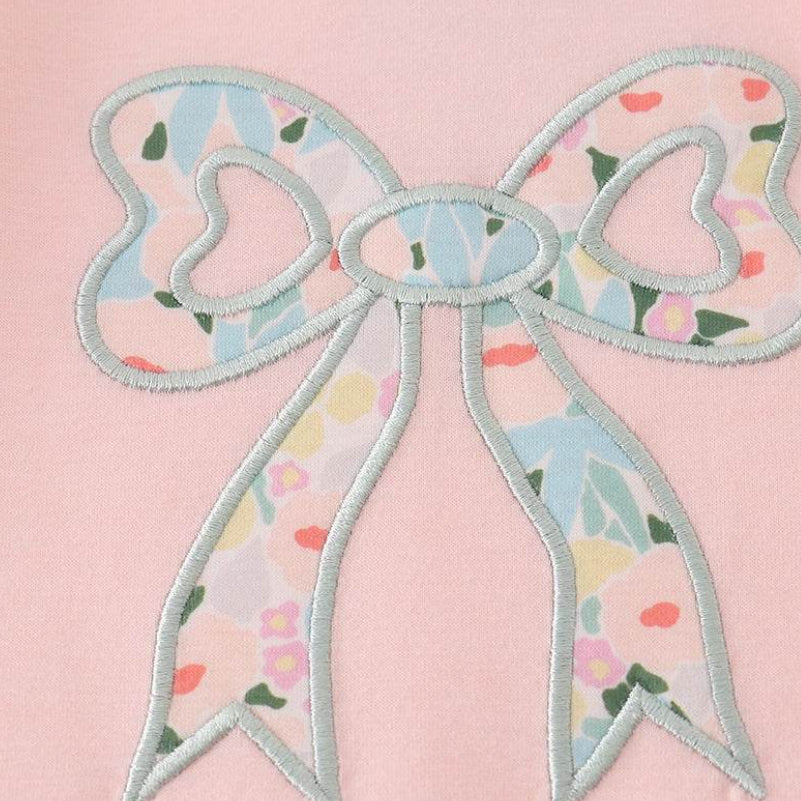 Sweet Floral Bow Print Long Sleeve Baby Jumpsuit