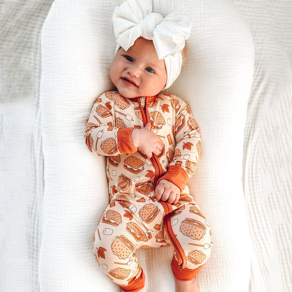 Casual Sandwich Print Long Sleeve Zipper Baby Jumpsuit